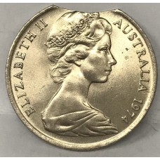 AUSTRALIA 1974 . TEN 10 CENTS COIN . RARE ERROR . BITTEN CLIPPED EDGE 